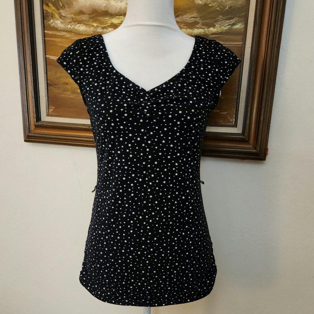 Vintage 1990s Black Star & Dot Printed Top Express